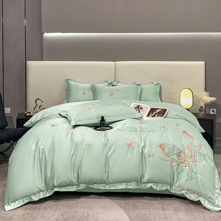 梧桐家居 2024新款冰丝四件套-蝴蝶 蝴蝶-浅绿