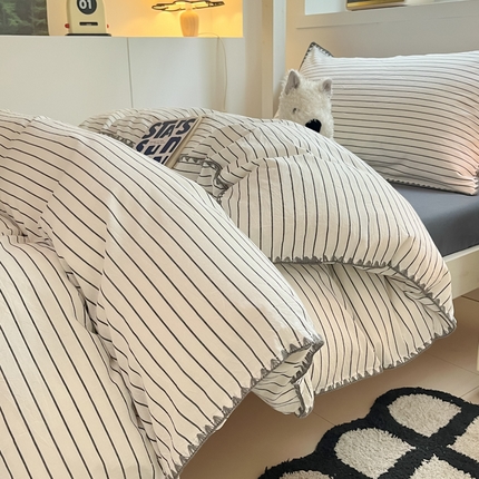 91家纺网 家纺一手货源 找家纺 （总）吉象家纺 2025新款全棉水洗棉三角针学生三件套四件套