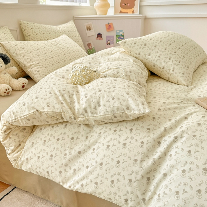 91家纺网 家纺一手货源 找家纺 柠馨 2024新款全棉印花四件套 花夕