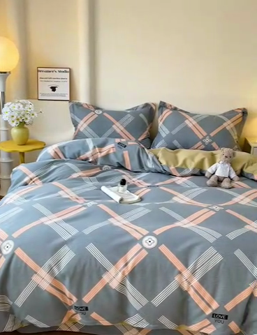 91家纺网 家纺一手货源 找家纺 2024新款全棉印花磨毛系列四件套 浓情摩卡