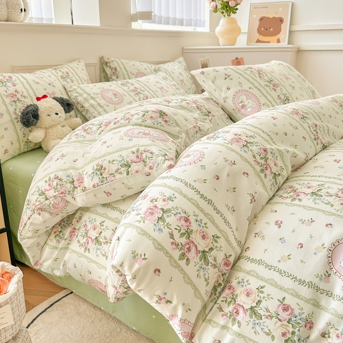 91家纺网 家纺一手货源 找家纺 柠馨 2024新款全棉印花四件套 兔吻