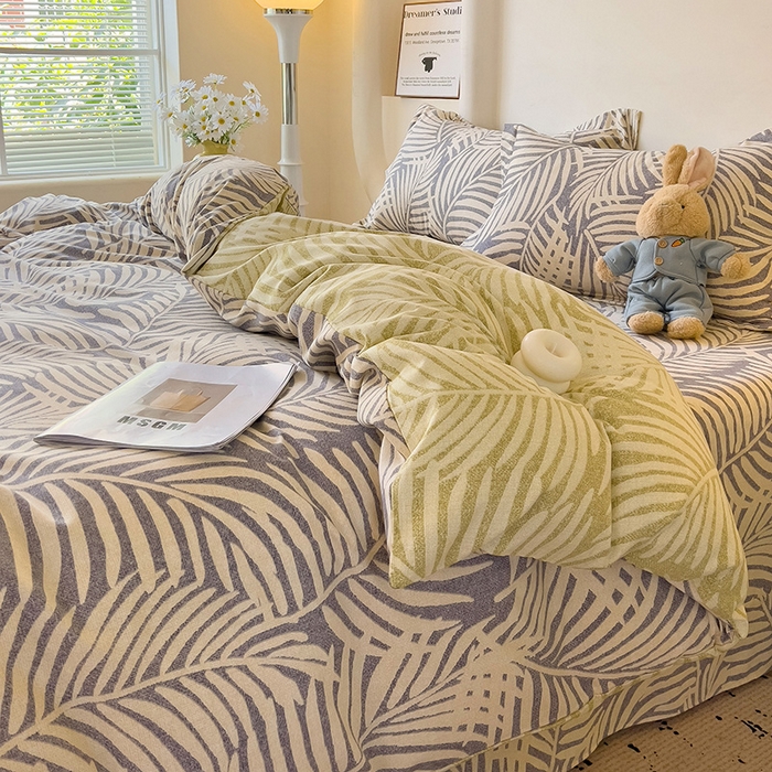 91家纺网 家纺一手货源 找家纺 2024新款全棉印花磨毛系列四件套 岚风