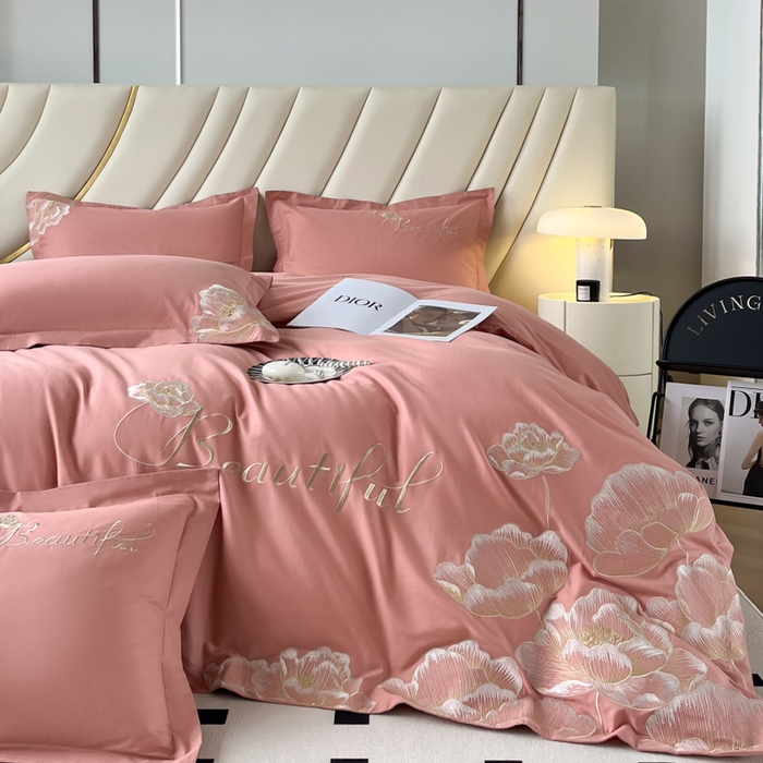 91家纺网 家纺一手货源 找家纺 梧桐家居 2024新款13376全棉四件套-银杏 银杏-豆沙