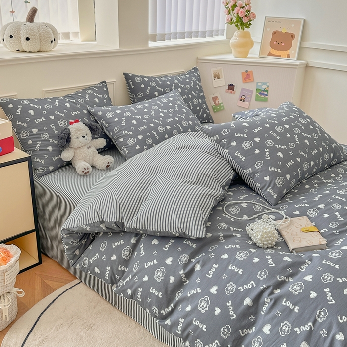 91家纺网 家纺一手货源 找家纺 柠馨 2024新款全棉印花四件套 百变小熊喵