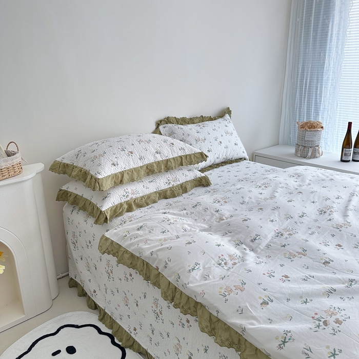 91家纺网 家纺一手货源 找家纺 佰织鑫家居 2024新款全棉法式床盖款四件套 野餐兔