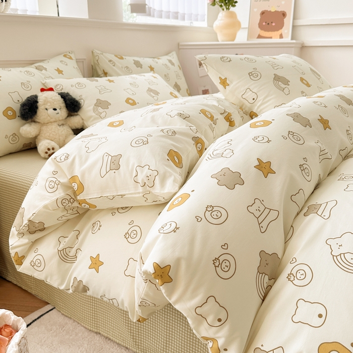 91家纺网 家纺一手货源 找家纺 柠馨 2024新款全棉印花四件套 星空熊