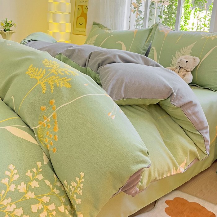 91家纺网 家纺一手货源 找家纺 2024新款全棉印花磨毛系列四件套 随风悠扬