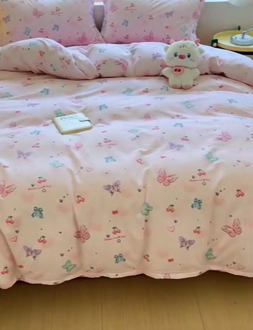 91家纺网 家纺一手货源 找家纺 2024新款全棉印花磨毛系列四件套 名媛