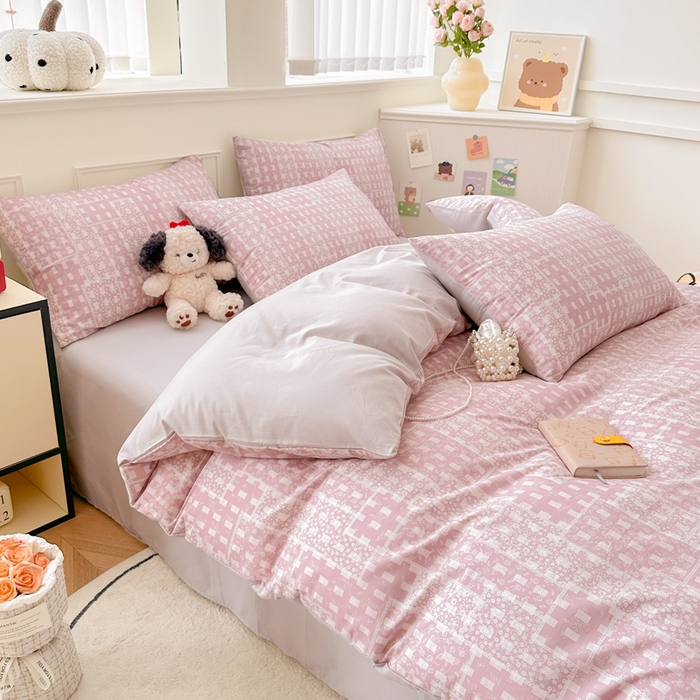 91家纺网 家纺一手货源 找家纺 柠馨 2024新款全棉印花四件套 浅阳