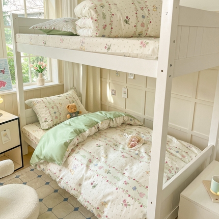 91家纺网 家纺一手货源 找家纺 （总）菲梵家纺 2024新款全棉喷气小清新宿舍上下铺学生三件套