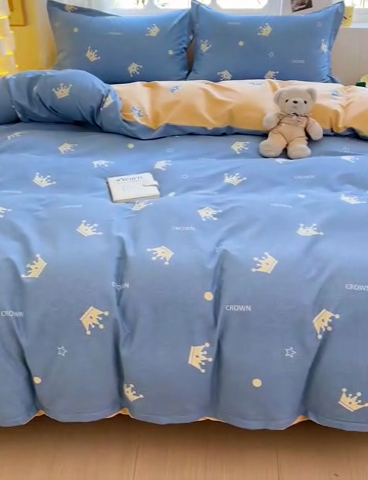 91家纺网 家纺一手货源 找家纺 2024新款全棉印花磨毛系列四件套 星星点灯