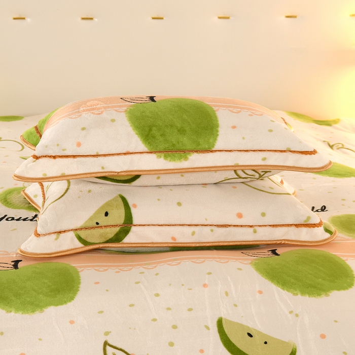 91家纺网 家纺一手货源 找家纺 爱洛家纺 2024新款高克重牛奶绒印花四件套 青果