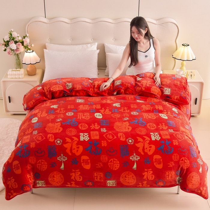 91家纺网 家纺一手货源 找家纺 德比尔斯 2025新款牛奶绒床裙四件套8-9斤法莱绒直播爆款日产2万套百福