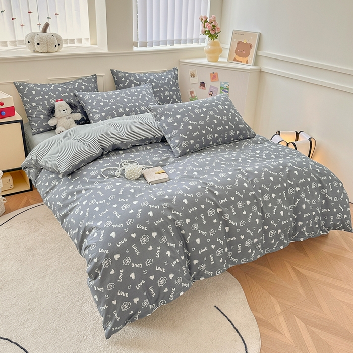 91家纺网 家纺一手货源 找家纺 柠馨 2024新款全棉印花四件套 百变小熊喵