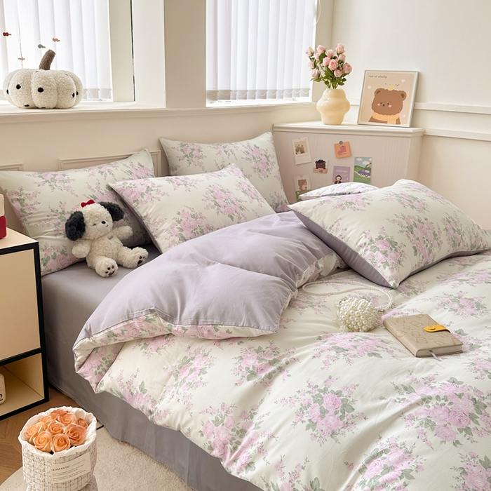 91家纺网 家纺一手货源 找家纺 柠馨 2024新款全棉印花四件套 黛安娜