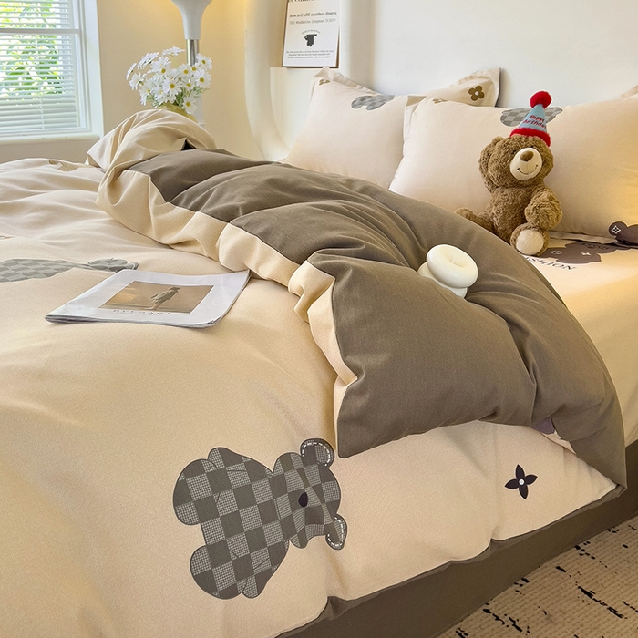 91家纺网 家纺一手货源 找家纺 2024新款全棉印花磨毛系列单被套 欧尼熊