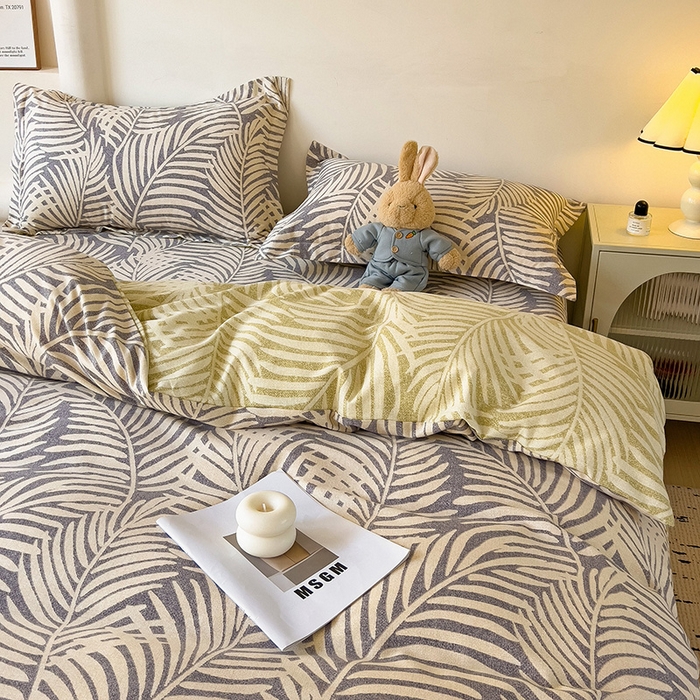 91家纺网 家纺一手货源 找家纺 2024新款全棉印花磨毛系列四件套 岚风