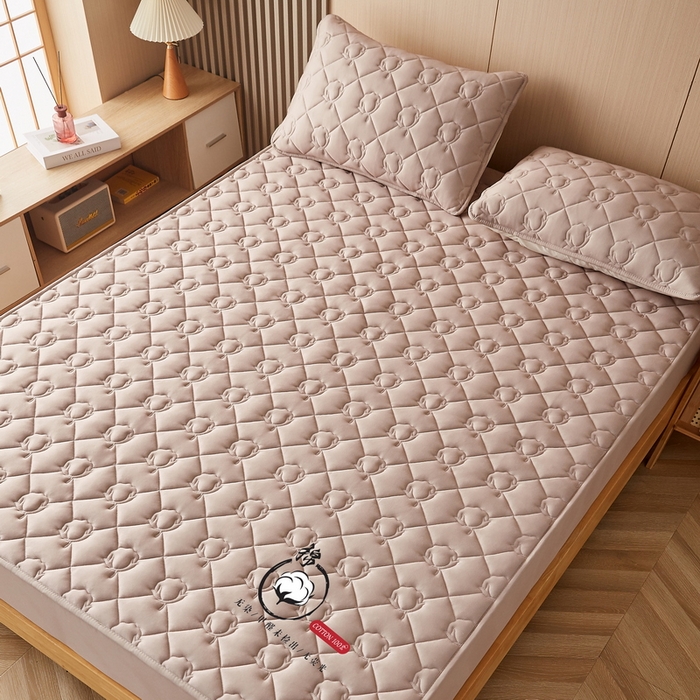 91家纺网 家纺一手货源 找家纺 卡派 2024新款水洗棉棉花床笠 棉花-卡其