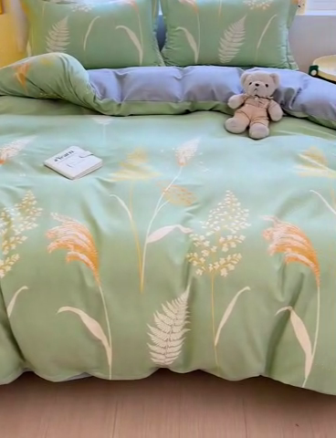 91家纺网 家纺一手货源 找家纺 2024新款全棉印花磨毛系列四件套 随风悠扬