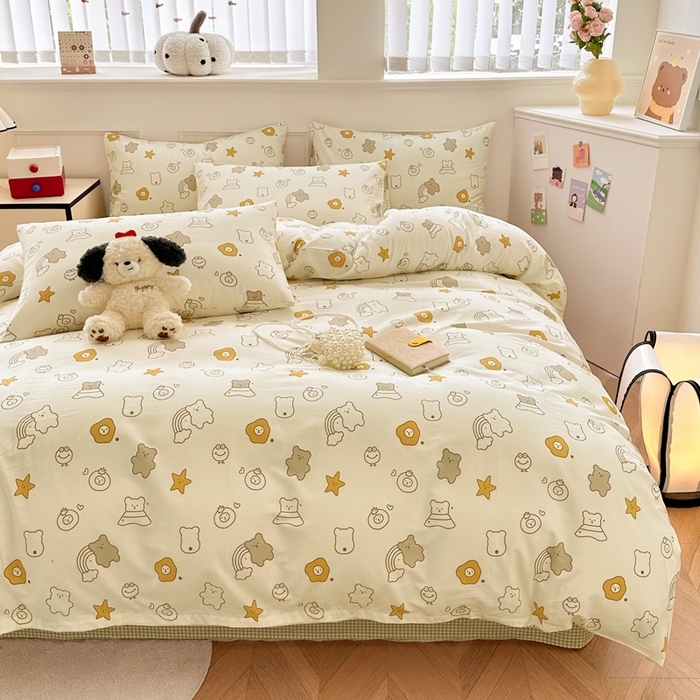 91家纺网 家纺一手货源 找家纺 柠馨 2024新款全棉印花四件套 星空熊