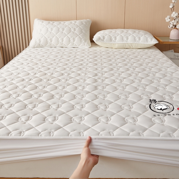 91家纺网 家纺一手货源 找家纺 卡派 2024新款水洗棉棉花床笠 棉花-白