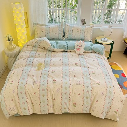 91家纺网 家纺一手货源 找家纺 2024新款全棉印花磨毛系列单被套 花花仙兔