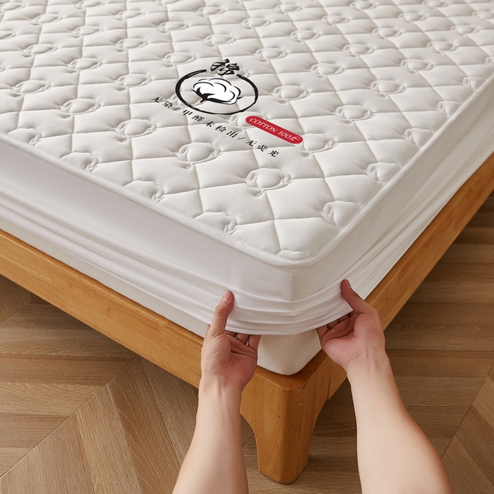 91家纺网 家纺一手货源 找家纺 卡派 2024新款水洗棉棉花床笠 棉花-白