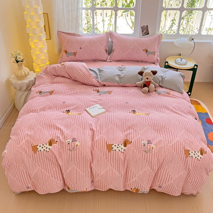 91家纺网 家纺一手货源 找家纺 2024新款全棉印花磨毛系列单被套 幸运狗