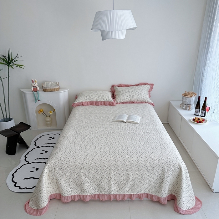 91家纺网 家纺一手货源 找家纺 佰织鑫家居 2024新款全棉法式床盖款四件套 花蜜