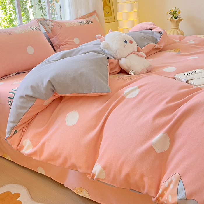 91家纺网 家纺一手货源 找家纺 2024新款全棉印花磨毛系列单被套 雨季蘑菇