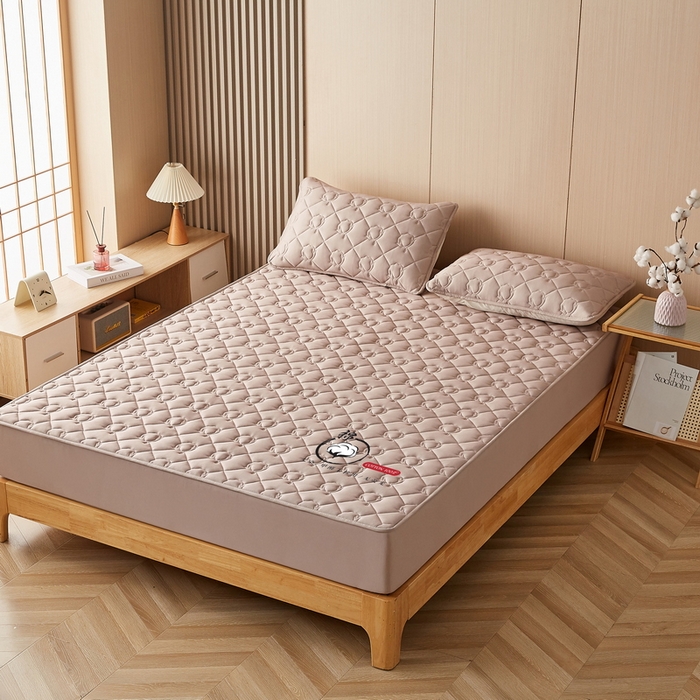 91家纺网 家纺一手货源 找家纺 卡派 2024新款水洗棉棉花床笠 棉花-卡其