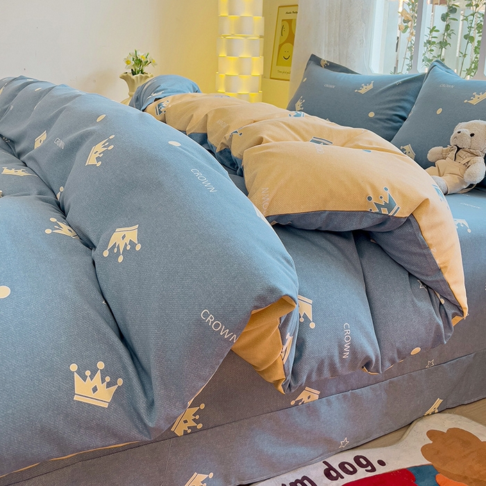 91家纺网 家纺一手货源 找家纺 2024新款全棉印花磨毛系列四件套 星星点灯