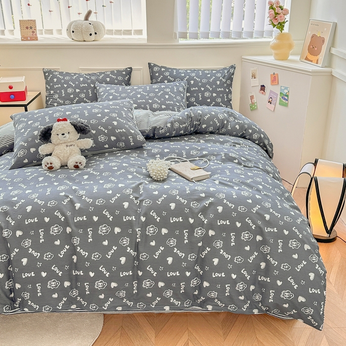 91家纺网 家纺一手货源 找家纺 柠馨 2024新款全棉印花四件套 百变小熊喵