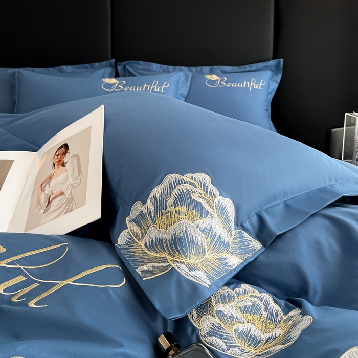 91家纺网 家纺一手货源 找家纺 梧桐家居 2024新款13376全棉四件套-银杏 银杏-皇家蓝