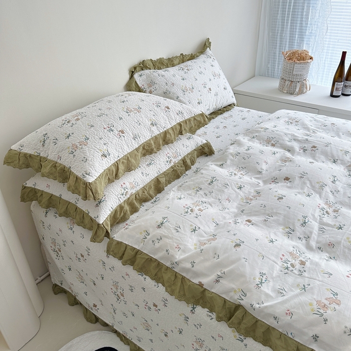 91家纺网 家纺一手货源 找家纺 佰织鑫家居 2024新款全棉法式床盖款四件套 野餐兔