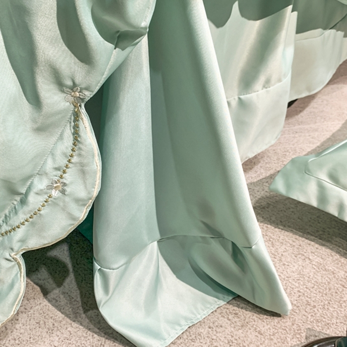 91家纺网 家纺一手货源 找家纺 梧桐家居 2024新款冰丝四件套-蝴蝶 蝴蝶-浅绿