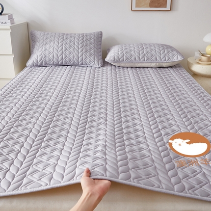 91家纺网 家纺一手货源 找家纺 （总）花言狐语 2025新款水洗棉羊毛床褥大床款 -富贵竹系列