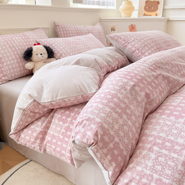 91家纺网 家纺一手货源 找家纺 柠馨 2024新款全棉印花四件套 浅阳