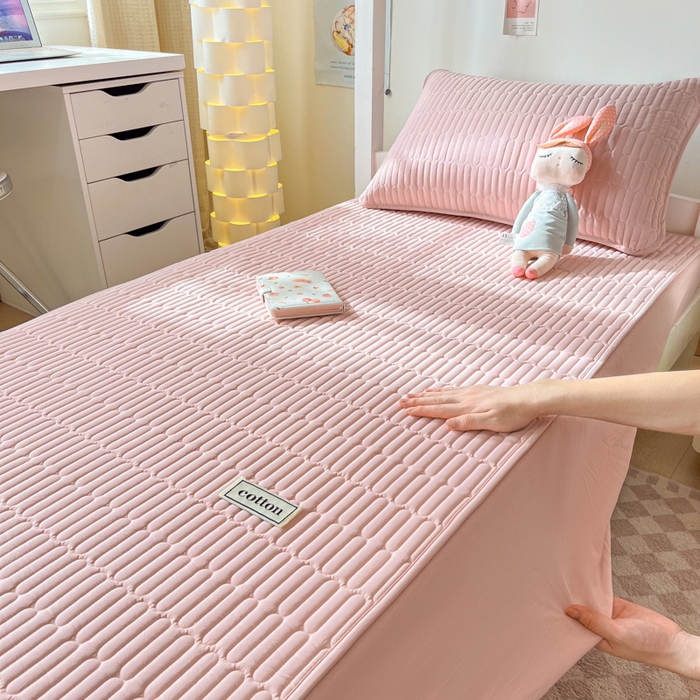 91家纺网 家纺一手货源 找家纺 芬晴家纺 2024新款A类全棉水洗棉大豆棉床笠-漫游（学生床） 漫游-嫩粉