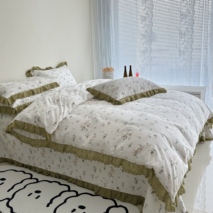 91家纺网 家纺一手货源 找家纺 佰织鑫家居 2024新款全棉法式床盖款四件套 野餐兔