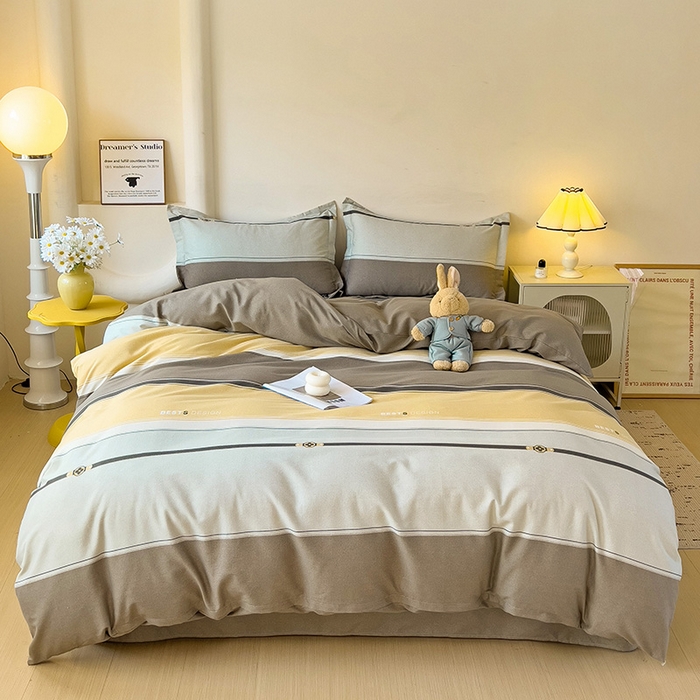 91家纺网 家纺一手货源 找家纺 2024新款全棉印花磨毛系列四件套 小欢喜