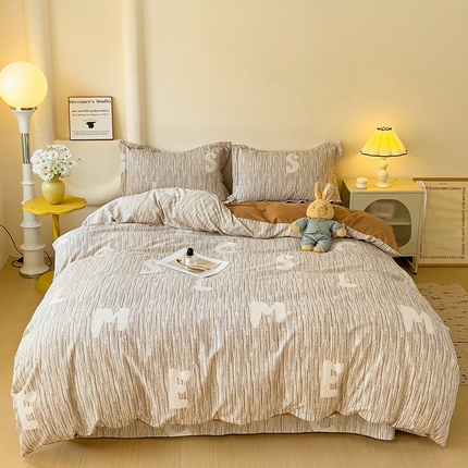 2024新款全棉印花磨毛系列四件套 休闲字母