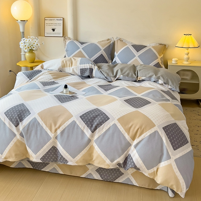 91家纺网 家纺一手货源 找家纺 2024新款全棉印花磨毛系列四件套 克洛因