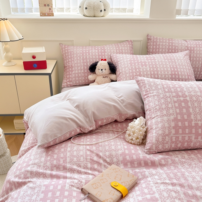 91家纺网 家纺一手货源 找家纺 柠馨 2024新款全棉印花四件套 浅阳