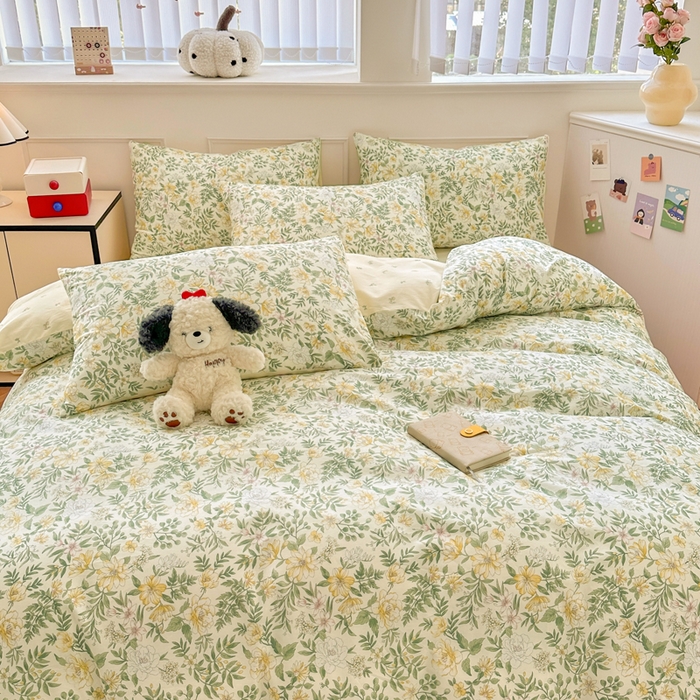 91家纺网 家纺一手货源 找家纺 柠馨 2024新款全棉印花四件套 春觅