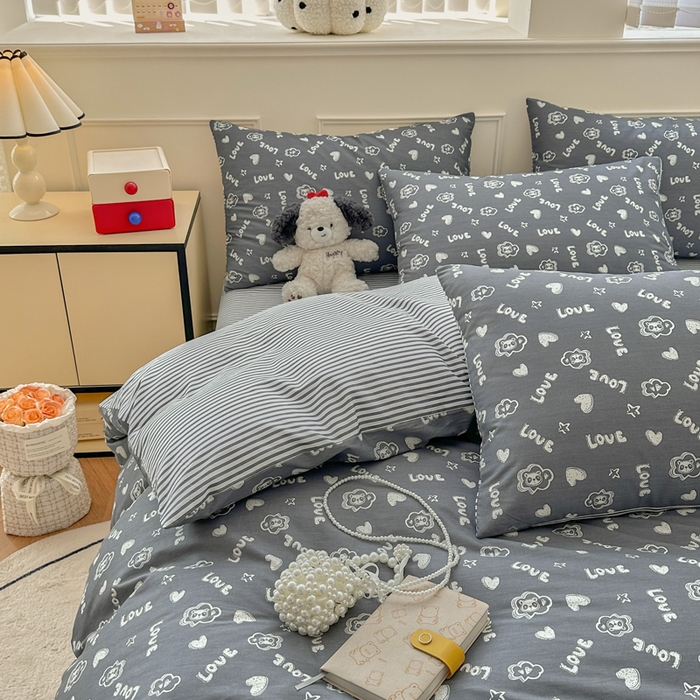 91家纺网 家纺一手货源 找家纺 柠馨 2024新款全棉印花四件套 百变小熊喵