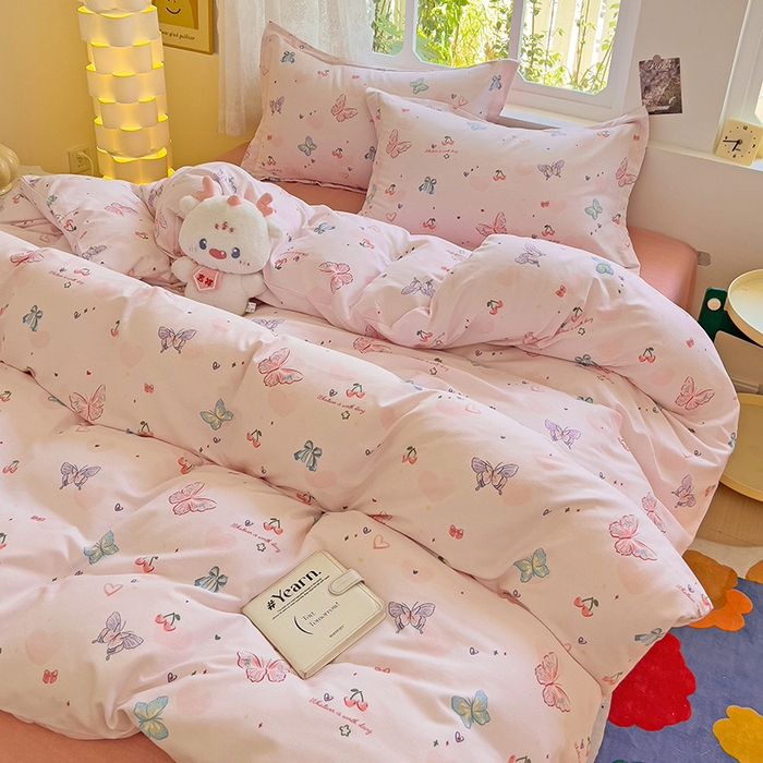 91家纺网 家纺一手货源 找家纺 2024新款全棉印花磨毛系列四件套 名媛