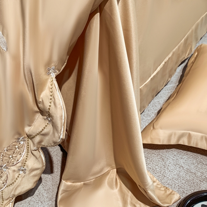 91家纺网 家纺一手货源 找家纺 梧桐家居 2024新款冰丝四件套-蝴蝶 蝴蝶-浅咖