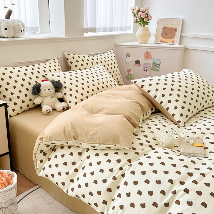 91家纺网 家纺一手货源 找家纺 柠馨 2024新款全棉印花四件套 卡夫小熊