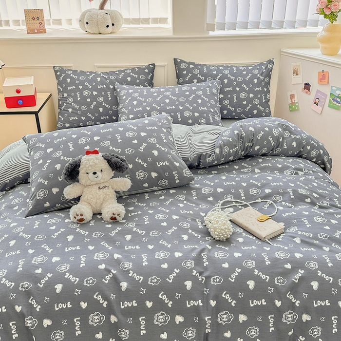 91家纺网 家纺一手货源 找家纺 柠馨 2024新款全棉印花四件套 百变小熊喵